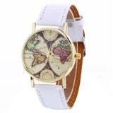 Neutral Map Pattern Fashion Leather Quartz Wrist Watch